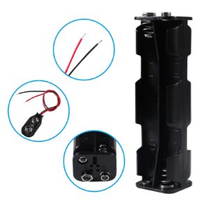 3pcs 8 AA Battery Holder 12v AA Battery Holder 8 X AA Battery Holder with Wires and I-Type 9V Battery Clip Connector Two Layers Battery Case Long Strip Type