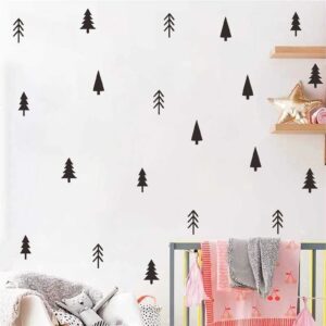 Small Pine Tree Wall Sticker Vinyl Black Tree Wall Decals Forest Tree Wall Stickers Woodland Tree Decals Peel and Stick Pine Tree Wall Decals for Nursery Kids Room Bedroom Decor