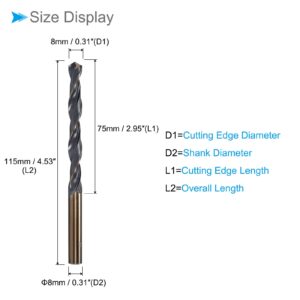 CoCud Twist Drill Bits, 8mm Cutting Edge, Titanium & Nitride Coated High Speed Steel 4341 Round Shank - (Applications: for Stainless Steel Drilling Machine), 2-Pieces