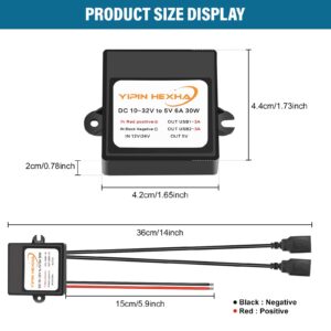 DC Converter 12V 24V to 5V 6A 30W Dual USB Female DC DC Buck Converter Power Adapter Step Down Module