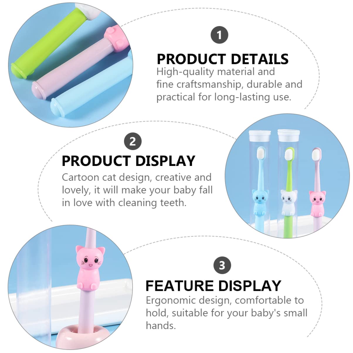 Healifty 3pcs Children's Soft Bristle Toothbrush Lovely Kids Toothbrush Child Toothbrush Kid Oral Care Toothbrush Manual Toothbrush Toothbrushes Teeth Cleaning Brush Aldult TPE Makeup Baby