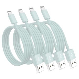 4 pack [apple mfi certified] apple charging cables 6ft, iphone chargers, lightning fast iphone charging cord for iphone 12/11/11pro/11max/ x/xs/xr/xs max/8/7, ipad(white) (4pack(3ft), blue, 4)