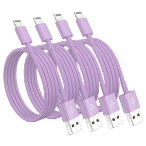 4 pack [apple mfi certified] apple charging cables 3ft, iphone chargers lightning cable 3 foot, fast iphone charging cord for iphone 14/14pro/13/13pro/12/11/11pro/11max/ x/xs/xr/xs max/8, ipad(purple)