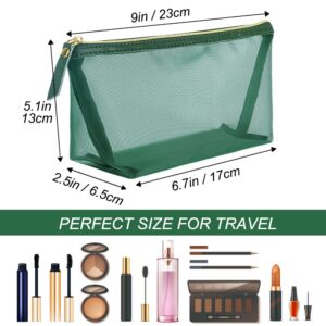 JOINDO 3 Pcs Mesh Makeup Bags Mesh Cosmetic Bag Mesh Cosmetic Purse Pouch Portable Toiletry Bags for Travel Home Makeup Organizer(Green)