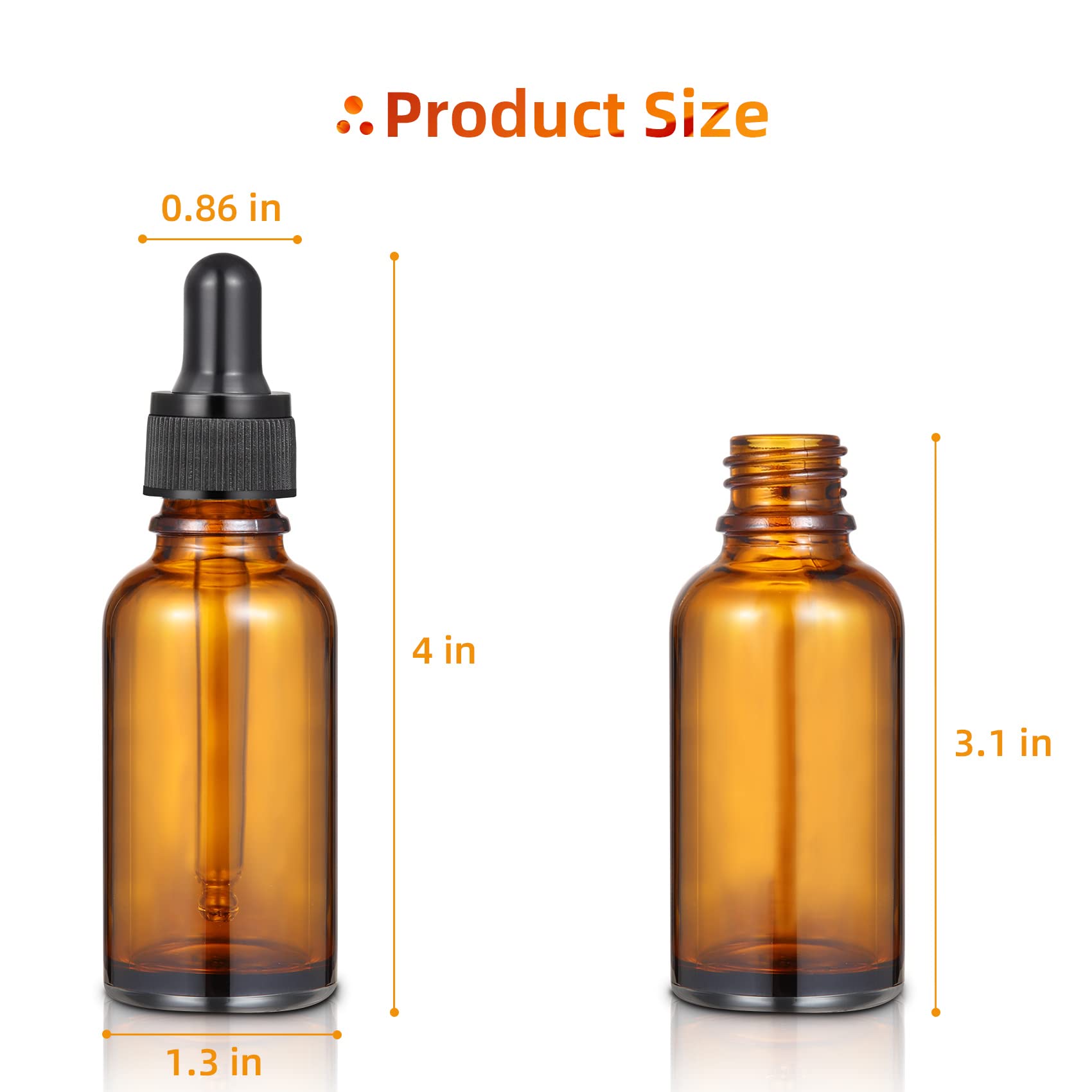 Fashionwu Dropper Bottle 1 oz, 24 Pieces Eye Dropper Bottle, 30ml Amber Glass Bottle for Essential Oils, Liquids, Essential Oil Dropper Bottle with 3pcs Stainless Steel Funnels, Long Glass Dropper