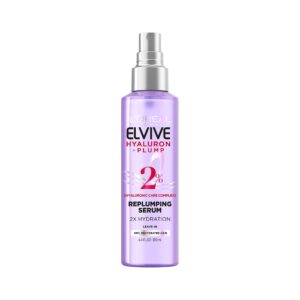 l'oreal paris elvive hyaluron plump moisture plump hair serum for dehydrated, dry hair with hyaluronic acid care complex, paraben-free, 4.4 fl oz