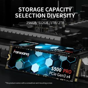 fanxiang S500 Pro 2TB NVMe SSD M.2 PCIe Gen3x4 2280 Internal Solid State Drive, SLC Cache 3D NAND TLC, Up to 3500MB/s, Compatible with Laptop and PC Desktops(Black)