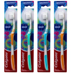 Colgate Wave Toothbrush, Ultra Compact , Soft (Colors Vary) - Pack of 4