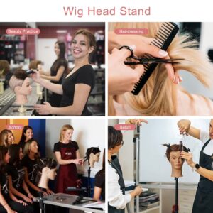 AIMEI 63 Inch Mannequin Head Stand,Foldable Wig Stand Tripod,Metal Adjustable Wig Head Stand with Set for Wig Making