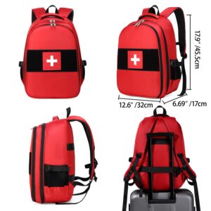 Gatycallaty First Aid Backpack Emergency Medicine Bag Empty Survival Trauma Bags First Responder for Outdoor Travel Office (Medical Red)