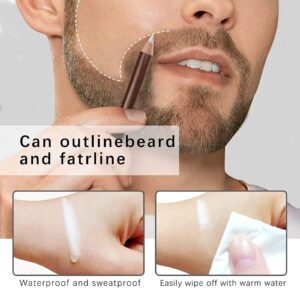 Beard Pencil Filler For Men, with 4 Tip Beard Filling Pen, Beard Powder, Brush and Barber Pencil for Man Creates Natural Looking Beard and Eyebrows