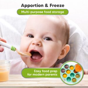 KeaBabies Silicone Baby Food Freezer Tray with Clip-on Lid - Breast Milk Trays for Freezer - Baby Food Containers - Baby Food Trays for Freezing, Dishwasher, Microwave, BPA-Free Baby Food Storage