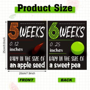 Pregnancy Sign 5 to 40 Weeks Weekly Milestone Belly Bump Tracker Pregnancy Milestone Cards Pregnancy Countdown Chalkboard Calendar Card Weekly Baby Size Photo Prop Gift for Pregnant Women Mom