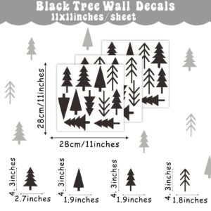 Small Pine Tree Wall Sticker Vinyl Black Tree Wall Decals Forest Tree Wall Stickers Woodland Tree Decals Peel and Stick Pine Tree Wall Decals for Nursery Kids Room Bedroom Decor