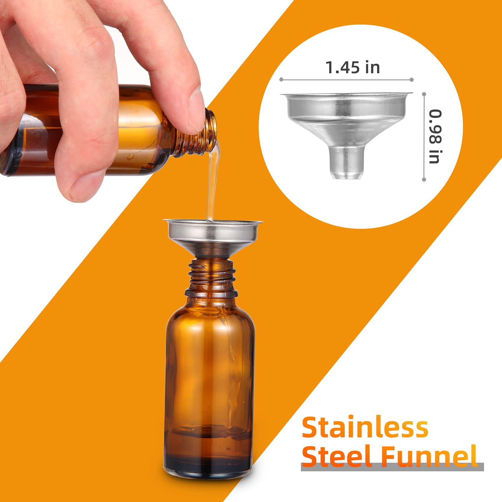 Fashionwu Dropper Bottle 1 oz, 24 Pieces Eye Dropper Bottle, 30ml Amber Glass Bottle for Essential Oils, Liquids, Essential Oil Dropper Bottle with 3pcs Stainless Steel Funnels, Long Glass Dropper