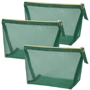 joindo 3 pcs mesh makeup bags mesh cosmetic bag mesh cosmetic purse pouch portable toiletry bags for travel home makeup organizer(green)