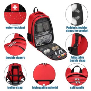 Gatycallaty First Aid Backpack Emergency Medicine Bag Empty Survival Trauma Bags First Responder for Outdoor Travel Office (Medical Red)