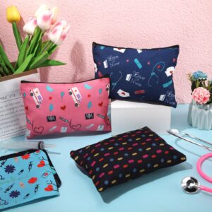 Reginary 6 Pcs Nurse Cosmetic Bag Bulk Christmas Nursing Gifts for Women Nurse Pouch Bags Makeup Bag Travel Organizer Zipper Pouch Xmas Birthday Gift for Nurse Nursing School(Bright Style)