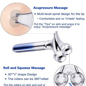 Microcurrent Face Massager Roller, 5D Microcurrent Facial Device Facial Massager Beauty Skin Care Tool for Face Eye Neck, Gift for Women