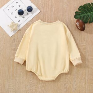 Socutebabe Baby Boy Girl Fall Cothes Football Sweatshirt Romper Long Sleeve Creweck Onesie Thanksgiving Outfit (A Game Day Beige,0-6 Months)