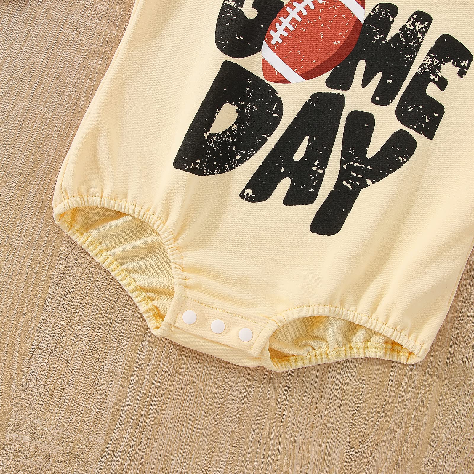 Socutebabe Baby Boy Girl Fall Cothes Football Sweatshirt Romper Long Sleeve Creweck Onesie Thanksgiving Outfit (A Game Day Beige,0-6 Months)