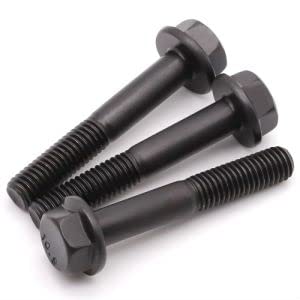 M8-1.25 x 35mm (12 Pack) Flanged Hex Head Bolts, Hexagon Flange Screws Bolts, Black Oxide Finish, 10.9 Grade Alloy Steel, Motocycle Car Bolts Replacements, Partial Thread