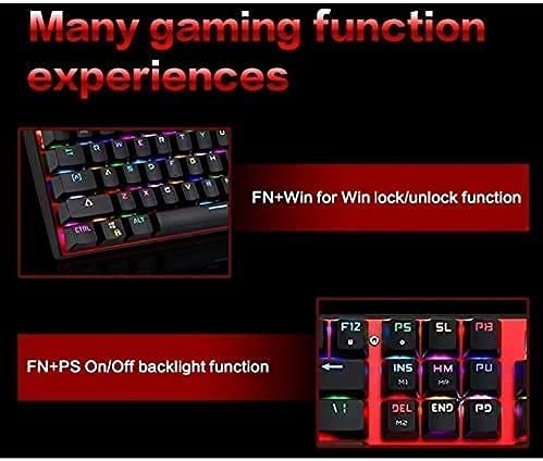 Feiyx Second Hand Wired Mechanical Keyboard 104 Keys RGB Blue Switch LED Backlit Anti-Ghosting Gaming Keyboard Premium,for Windows PC/MAC Games