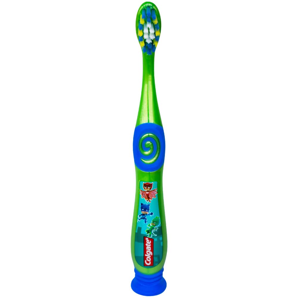 Colgate PJ Masks Toothbrush for Toddlers & Little Children with Suction Cup, Kids 2-5 Years Old, Extra Soft - 1 Count