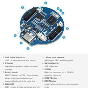 Waveshare RP2040 MCU Board with 1.28inch Round LCD Accelerometer and Gyroscope Sensor