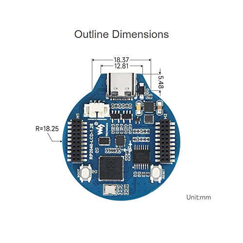 Waveshare RP2040 MCU Board with 1.28inch Round LCD Accelerometer and Gyroscope Sensor