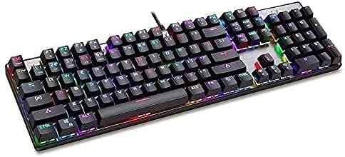 Feiyx Second Hand Wired Mechanical Keyboard 104 Keys RGB Blue Switch LED Backlit Anti-Ghosting Gaming Keyboard Premium,for Windows PC/MAC Games