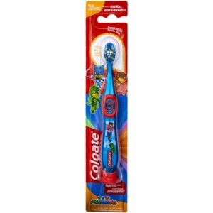 colgate pj masks toothbrush for toddlers & little children with suction cup, kids 2-5 years old, extra soft - 1 count