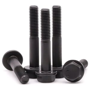 M8-1.25 x 35mm (12 Pack) Flanged Hex Head Bolts, Hexagon Flange Screws Bolts, Black Oxide Finish, 10.9 Grade Alloy Steel, Motocycle Car Bolts Replacements, Partial Thread