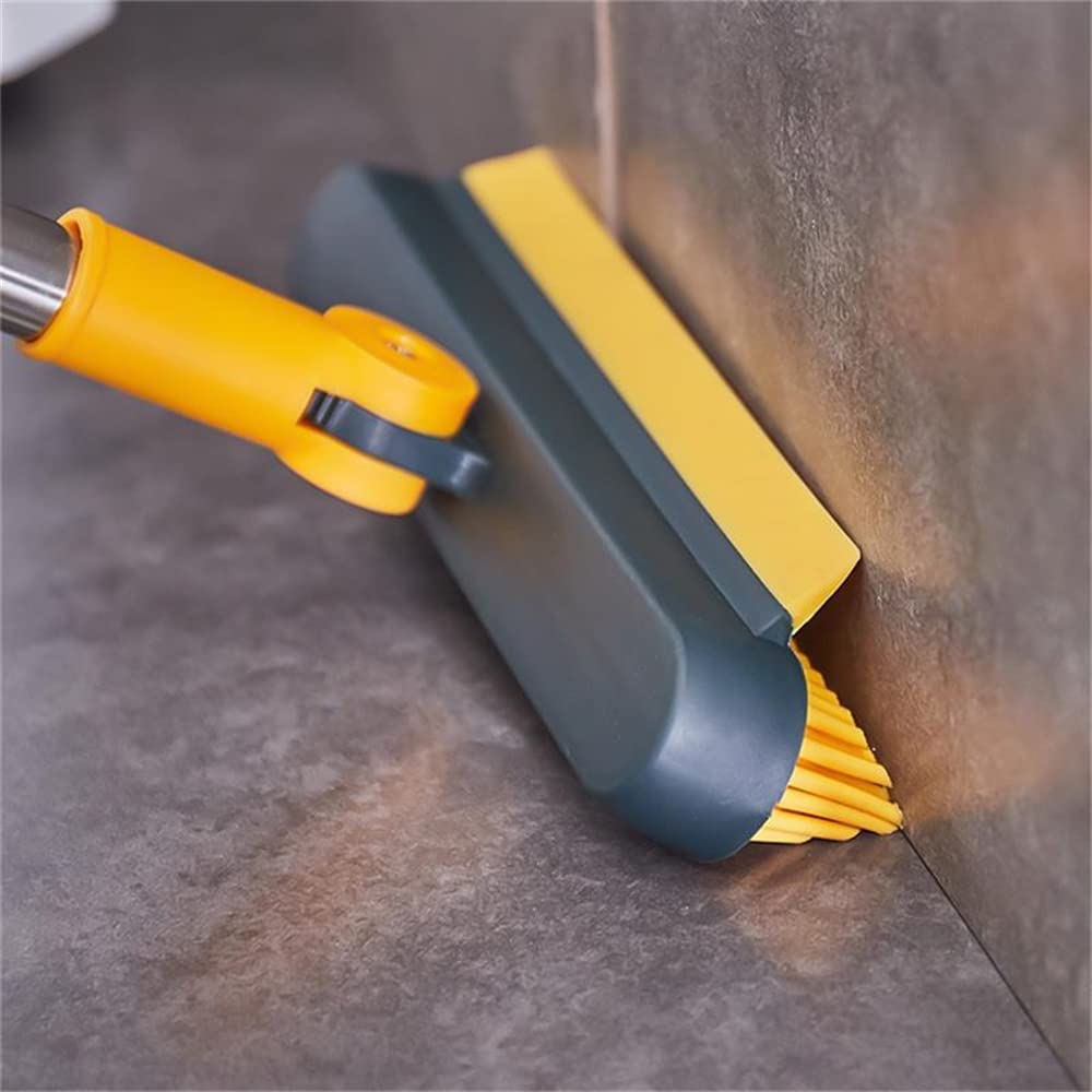 2 In 1 Silicone Pet Hair Remover Broom Premium Rubber Brooms for Floor Cleaning With Long Handle for Home Cleaning Yellow-green