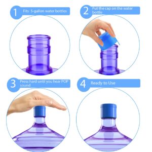 5 Pack of Silicone Water Gallon Cap with Water Bottle Handle, Reusable Water Bottle Caps, 55mm x 36mm, Anti-spill, Anti-splash Replacement Caps, for Easy Hand-held Lift in Outdoor and Kitchen Use