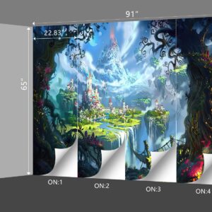 BZHXBZ - 3D Space Enchanted Forest Backdrop Dream Castle Wallpaper Nursery Kids Bedroom Waterfall murals Boys and Girls Room Decor Home Living Room Large Wall Mural - 91"x65" Not Peel and Stick