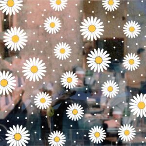 White Daisy Wall Decor Stickers Removable DIY Flowers Wall Decals for Kids Room Baby Nursery Room Mural FG347 (White)