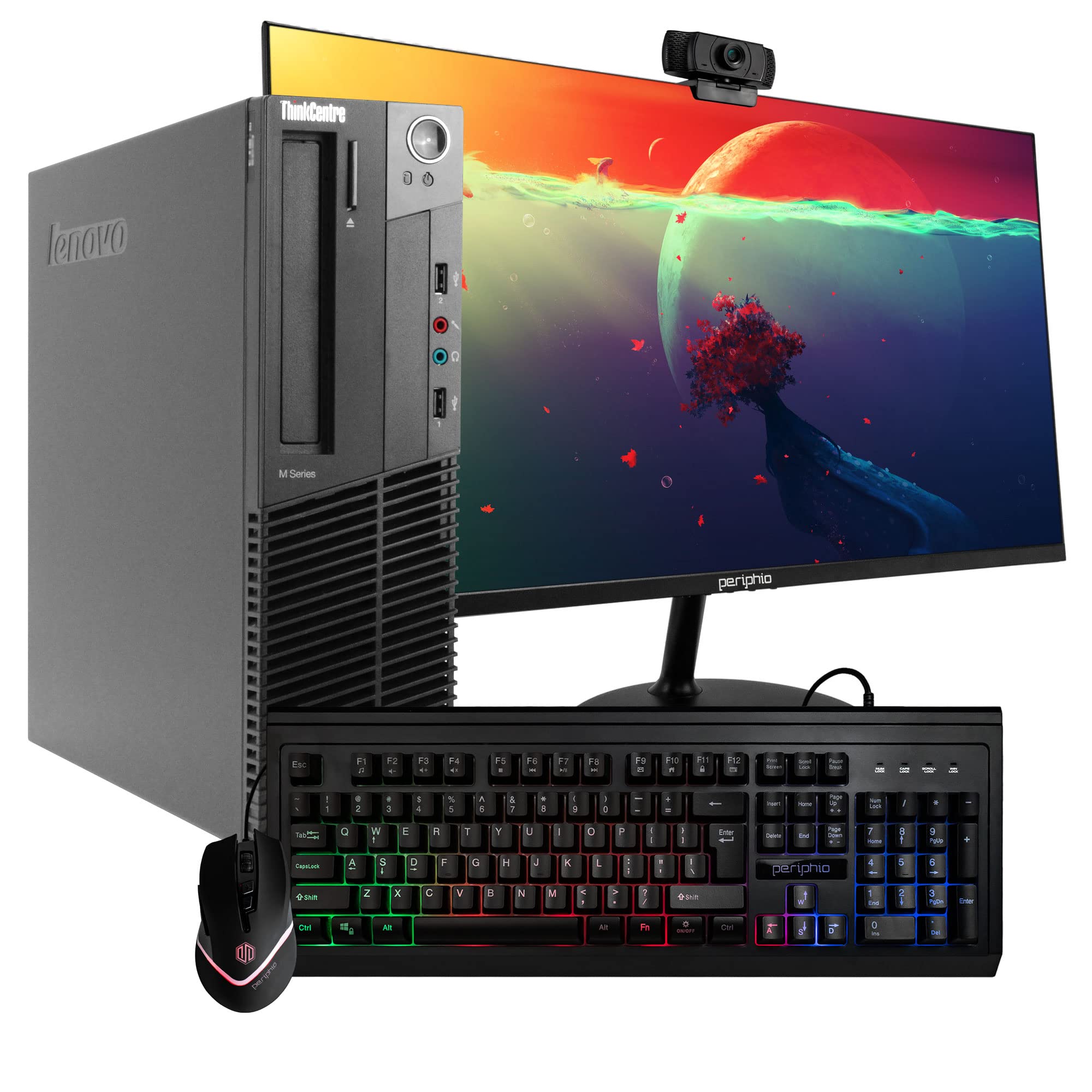 Lenovo ThinkCentre M92P Small Desktop Computer (SFF) | Quad Core Intel i5 (3.2GHz) | 16GB DDR3 RAM | 500GB SSD Solid State | Windows 10 Pro | 24in Monitor | RGB Mouse + Keyboard (Renewed)