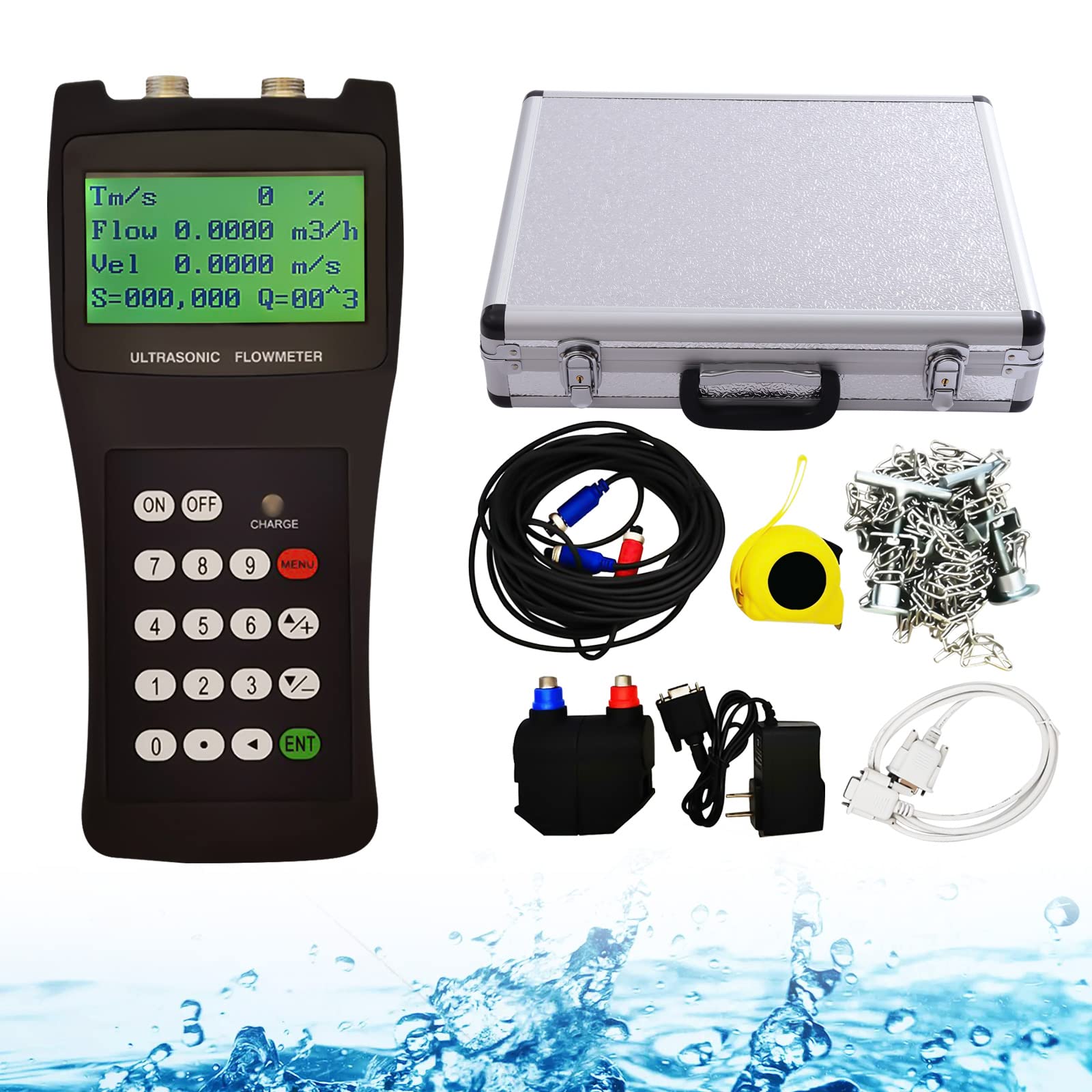 Ultrasonic Liquid Flowmeter TDS-100H Handheld Digital Flow Meter M2 Transducer Handheld Ultrasonic Flow Meter Portable Flowmeters