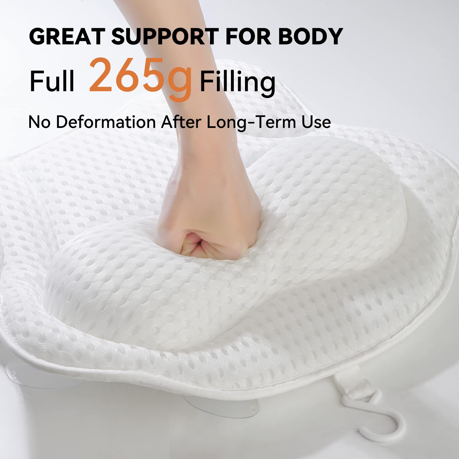 Docilaso Premium Bath Pillow, Quick-Drying 4D Air Mesh Bathtub Spa Pillow, 6 Non Slip Suction Cups, Soft and Comfortable - Suitable for All Bathtub, Hot Tub, Jacuzzi, Spas