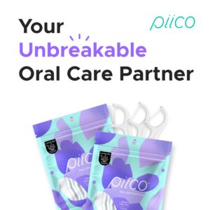 Piico Lavender Floss Picks with Xylitol, 100 Counts, Unbreakable, Shred-Resistant Flossers for Adult, Resealable Pack, Long-Lasting Unique Flavored Dental Floss Picks, Doubles as Portable Dental Picks