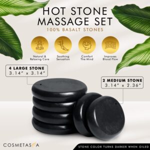 Cosmetasa Luxury Spa Treatment Gift Set- Relaxation, Nourish and Sore Muscle Massage Oil with Hot Stones, Roller Ball and Thumb Saver Massage Tools