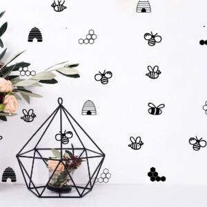 Geometric Bee Honeycomb Wall Art Decor Stickers for Kids Room Removable DIY Hexagon Wall Decor Decals FG345 (Black)