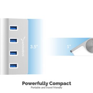 SABRENT Premium 4 Port Aluminum USB 3.0 Hub with 5V 4A 100V-240V to DC Power Adapter