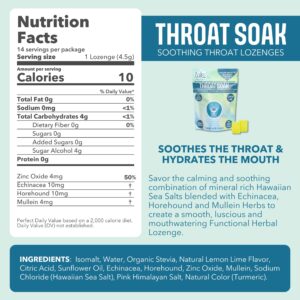 Laki Naturals Throat Soak Herbal Throat Lozenges (14 Ct) – Hawaiian Sea Salt Sore Throat & Dry Mouth Soothing Drops – Vegan, Non-GMO, Sugar-Free & Gluten-Free Sweet and Salty Herbal Candies