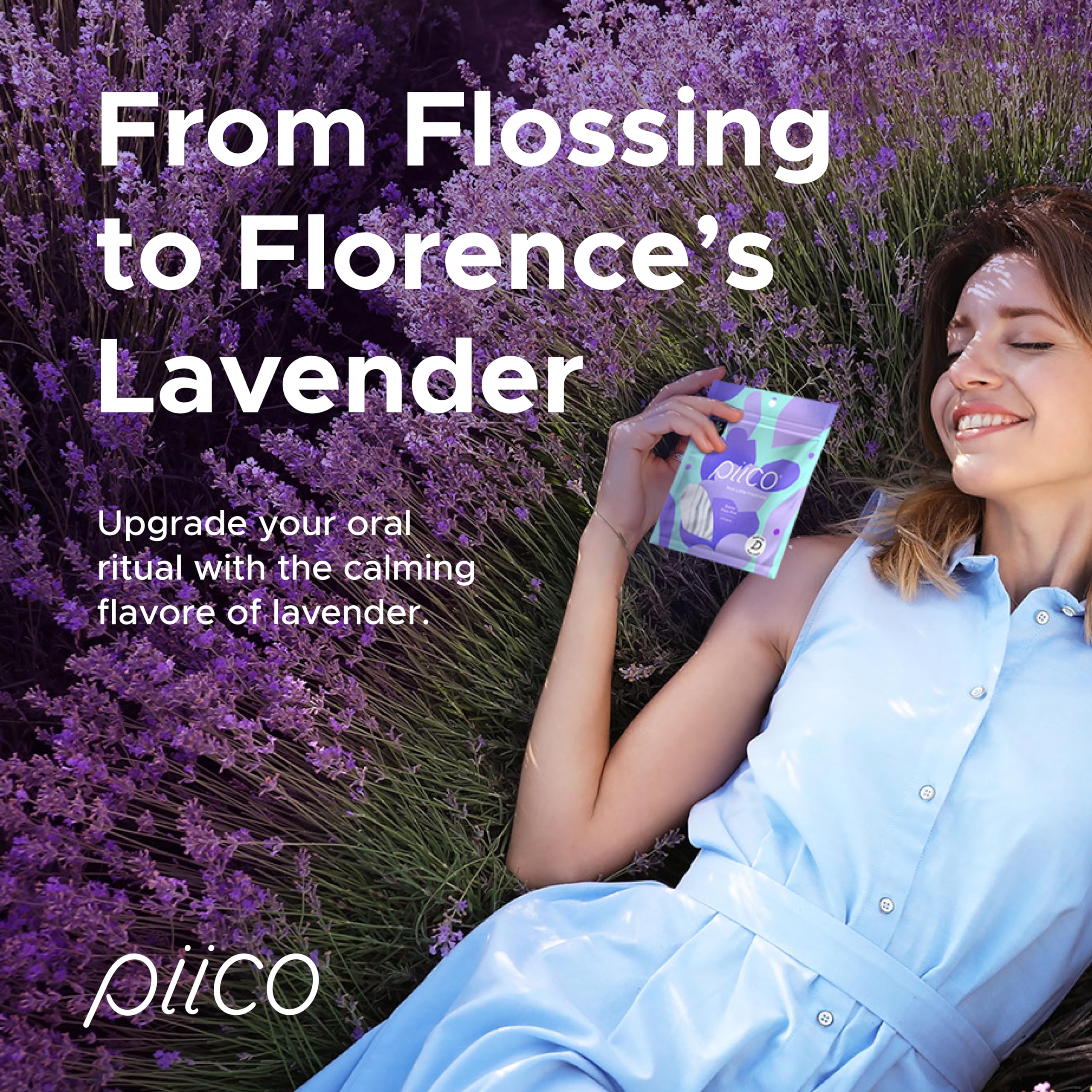 Piico Lavender Floss Picks with Xylitol, 100 Counts, Unbreakable, Shred-Resistant Flossers for Adult, Resealable Pack, Long-Lasting Unique Flavored Dental Floss Picks, Doubles as Portable Dental Picks