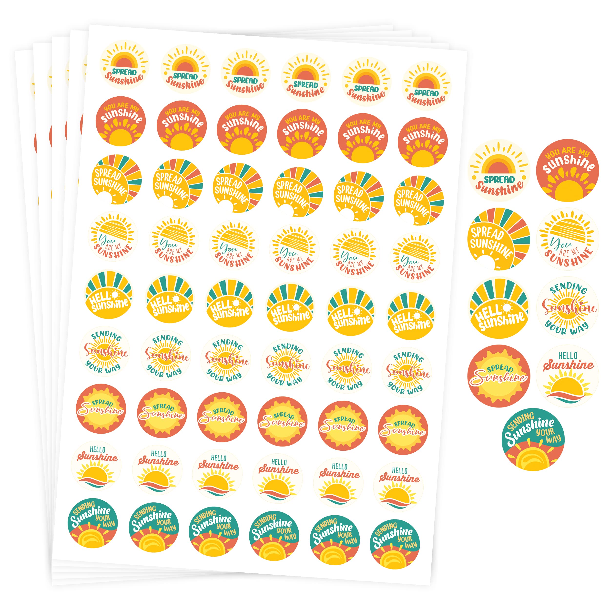 1,080 Sunshine Stickers Bulk - 20 Sheets Sun Stickers for Kids, You are My Sunshine Stickers, You are My Sunshine Sticker, Sending Sunshine Stickers, Positive Stickers for Kids, Happy Stickers