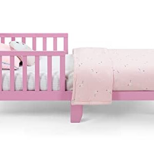 CITYLIGHT Toddler Bed Frame with Safety Guardrails, Solid Wood Toddler Bed for Kids, Boys & Girls, Easy to Assemble- Greenguard Gold Certified, Pink & White