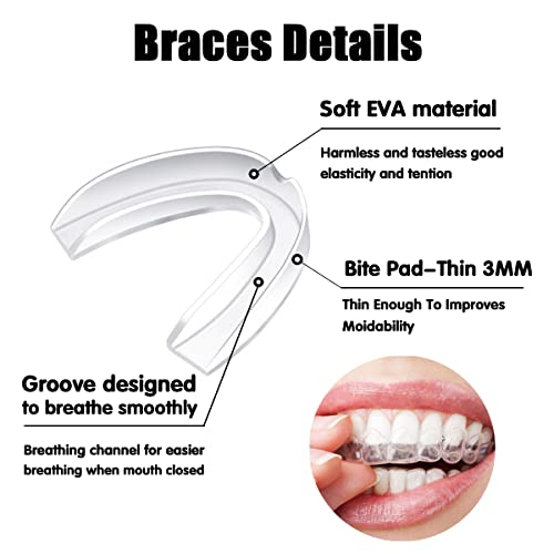 Mouth Guard for Grinding Teeth, Dental Guard, 2 Sizes 4 Pieces, Stops Bruxism Night Guard, Clenching Mouthguard