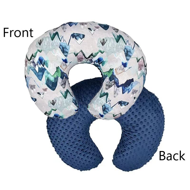 JYPromise Nursing Pillow and Positioner, Breastfeeding, Bottle Feeding, Baby Sitting Support with Removable Ultra Soft Minky Cover, Tummy Time Support for Baby Boys and Girls,Blue